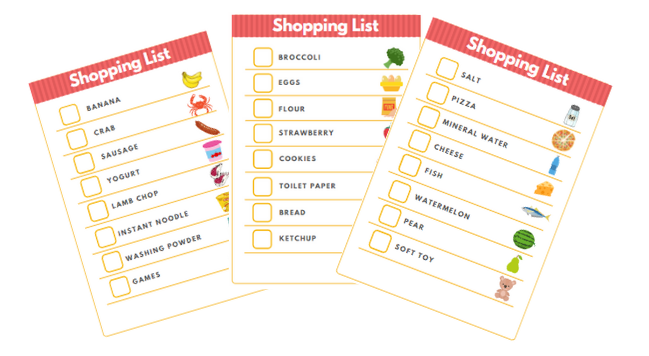 Shopping Games - Shopping List