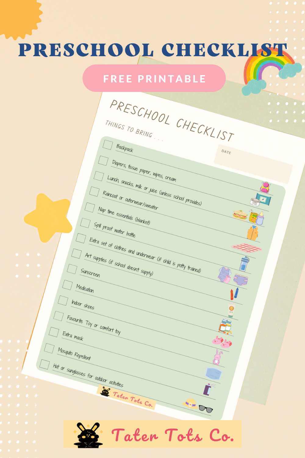 Daycare Supplies Checklist for Parents  Childcare Supplies Checklist  Handouts