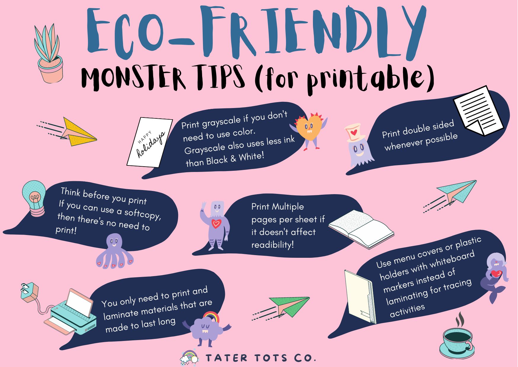 Before you hit the print button when printing learning materials, read the Eco Friendly Saving monster tips! Conserve printer ink, save money and paper while you enjoy using online resources.  #environmentallyfriendly #freeprintable