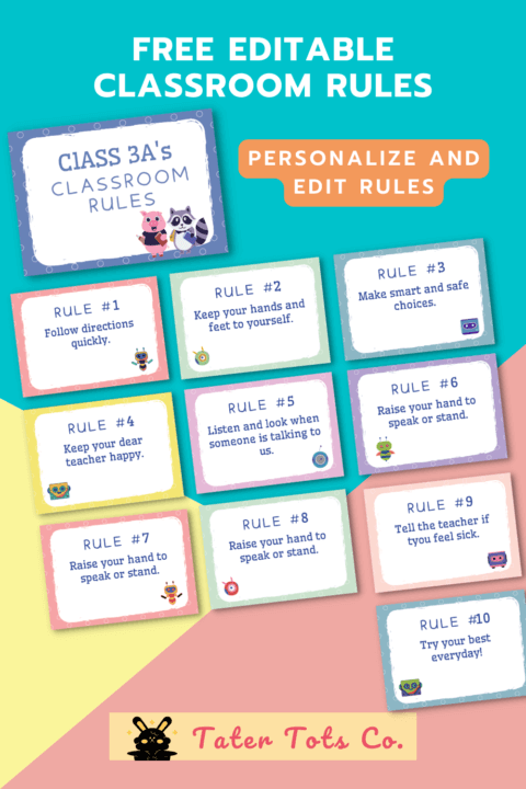 editable personalized classroom rules template