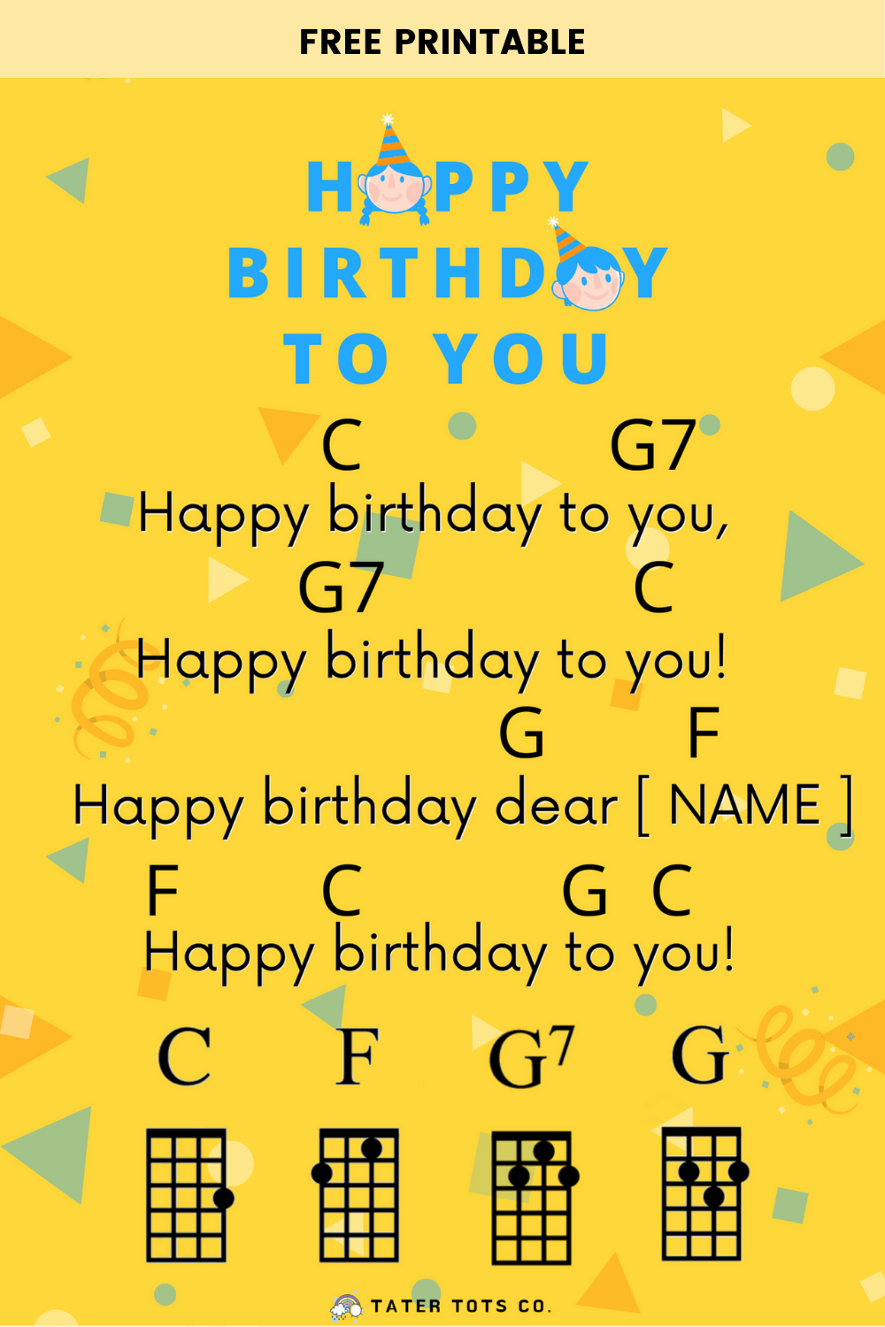 Happy birthday to you nursery rhyme ukulele chord free printable Page 2