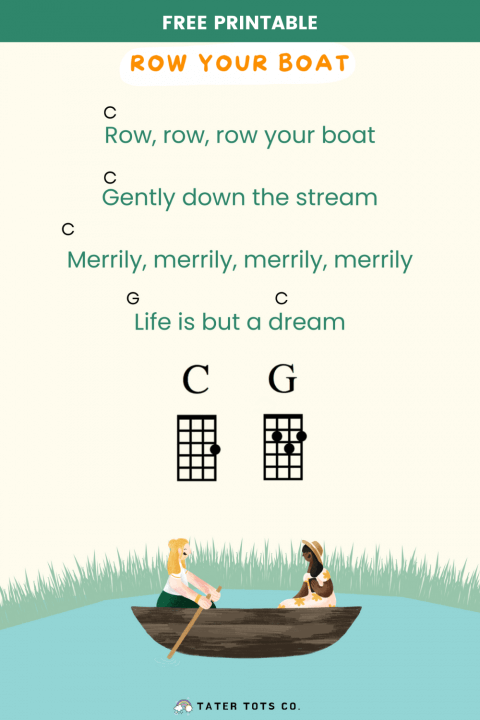 Row your boat nursery rhyme ukulele free printable 002