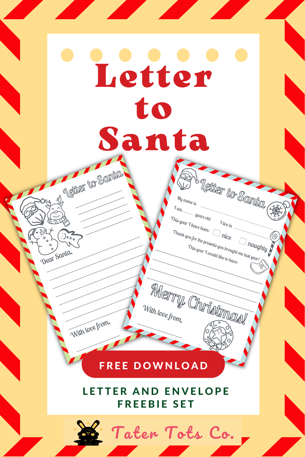 Free Printable Letter to Santa Stationery Set with Envelope Template ...