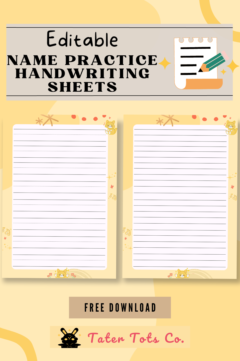 Free printable editable Name writing worksheet for preschoolers 003