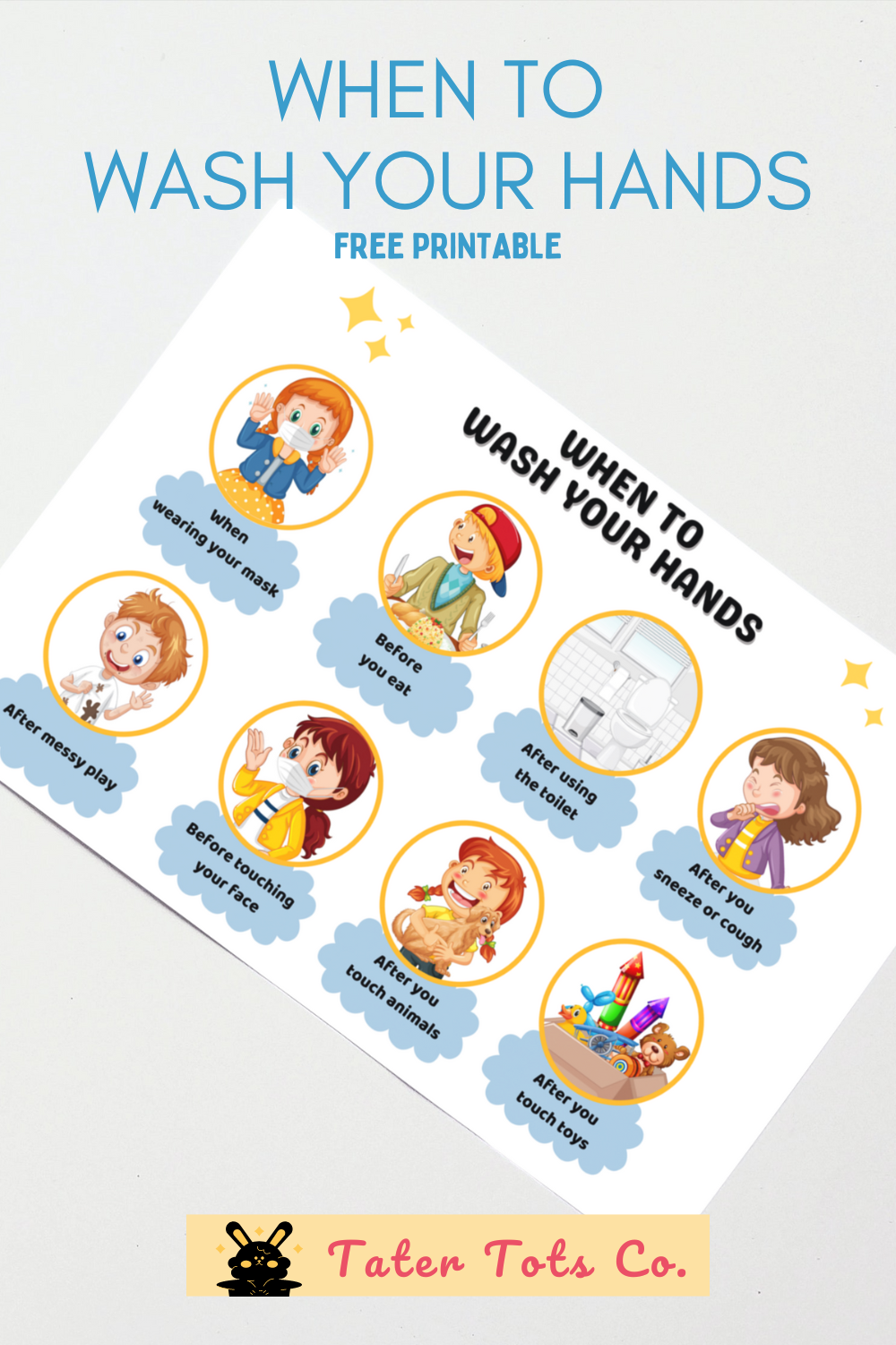 How to teach kids handwashing Free When to wash you hands printable 001