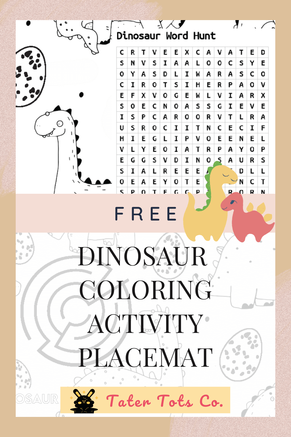 free printable dinosaur coloring activity learning placemat 02