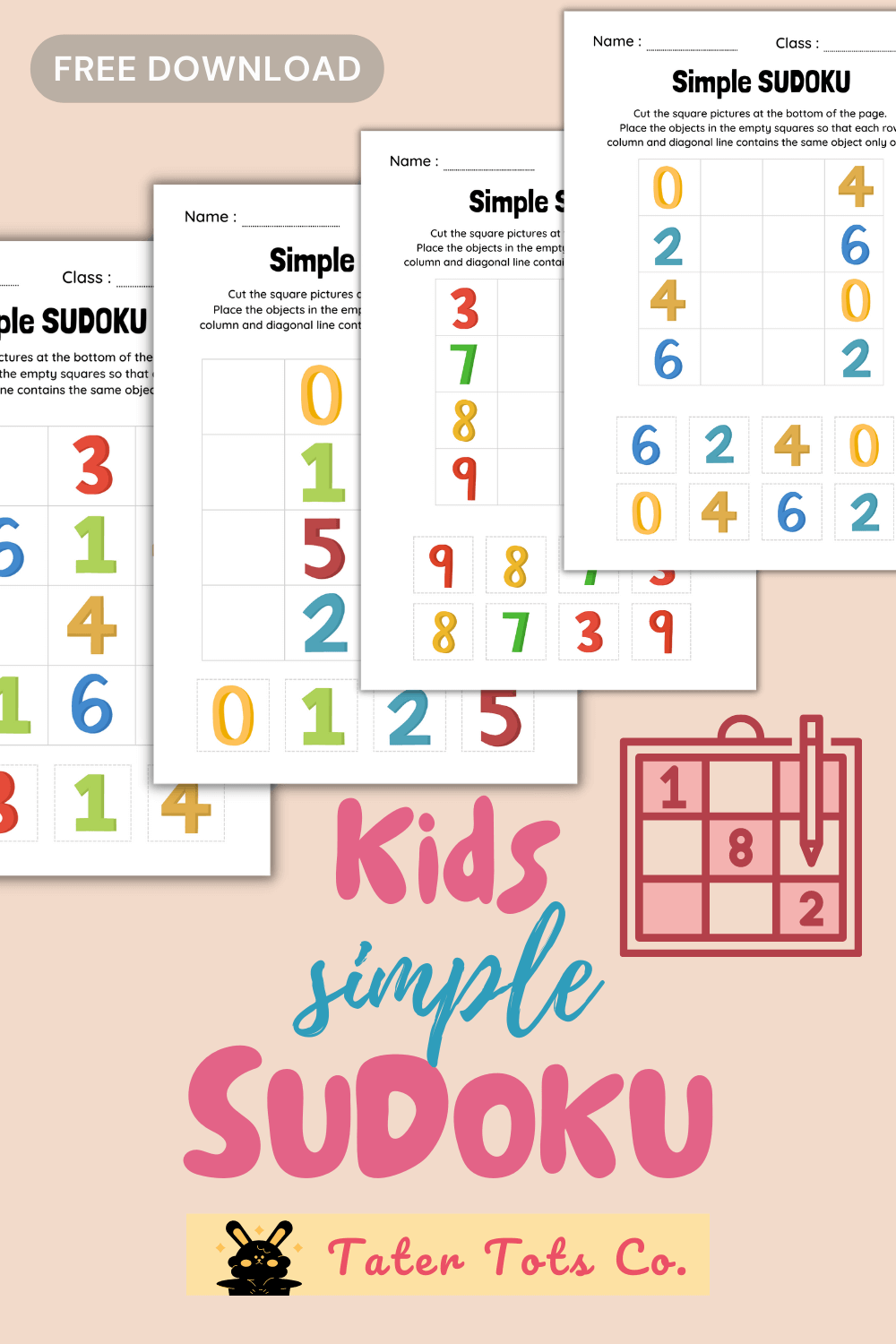 free kindergarten worksheets kids simple sudoku with solution 002