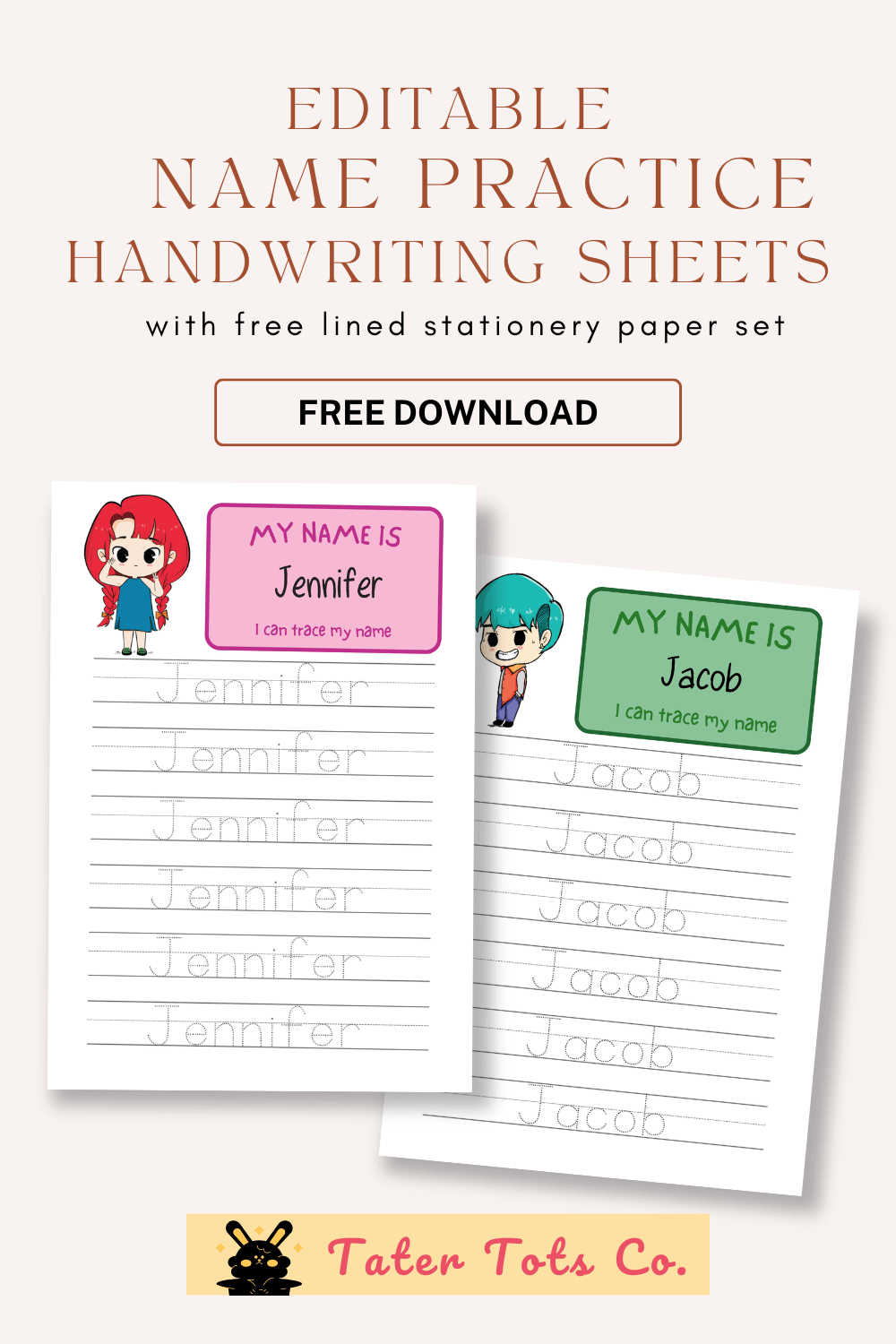 Enhance Kids Writing with Free Editable Handwriting Practice Worksheets 001