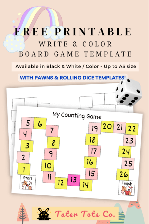 Fun Engaging Activities for Preschoolers and Roll and Race Games free printable DIY board Game 002
