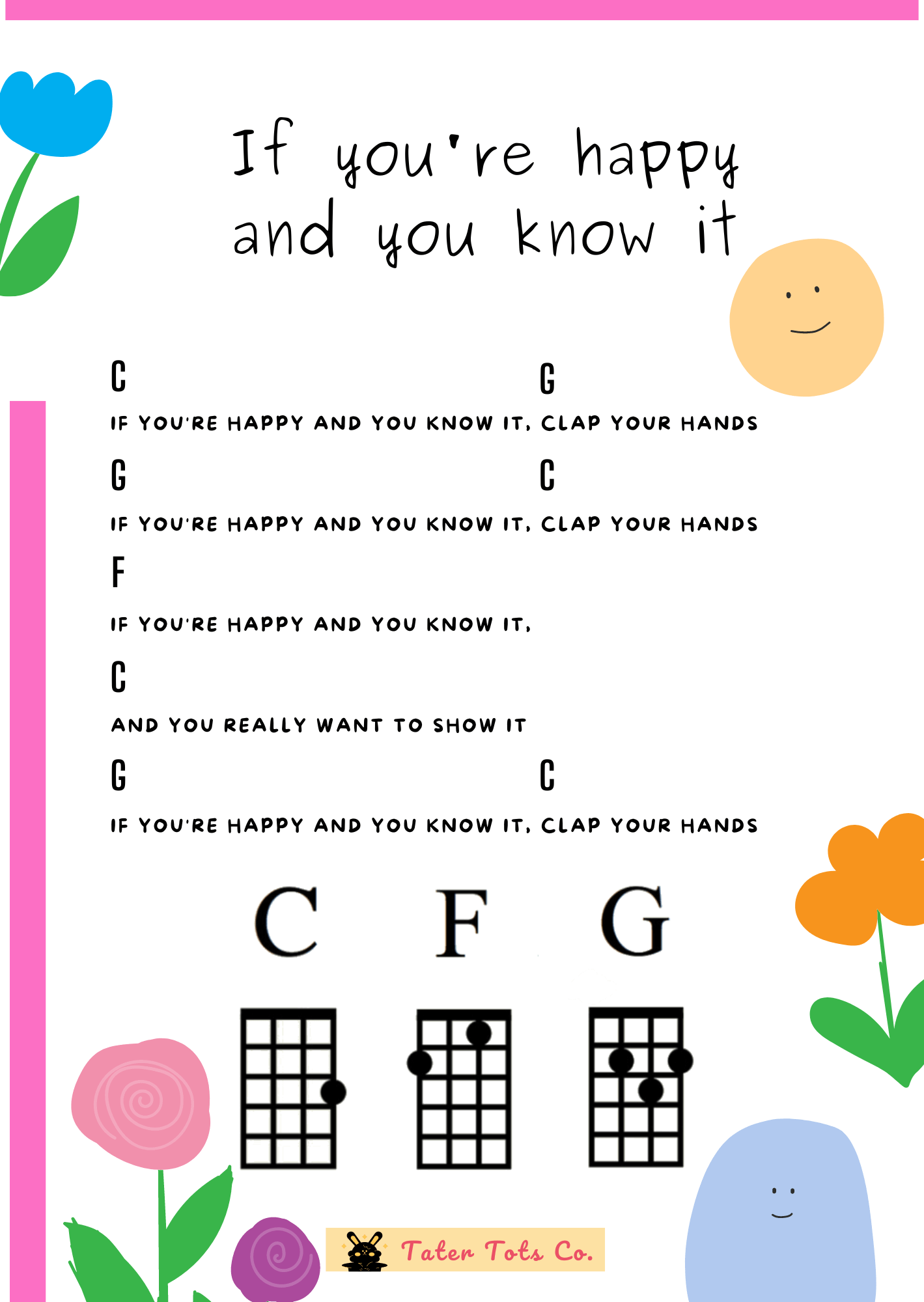 Happy and you know it Ukulele Song printable