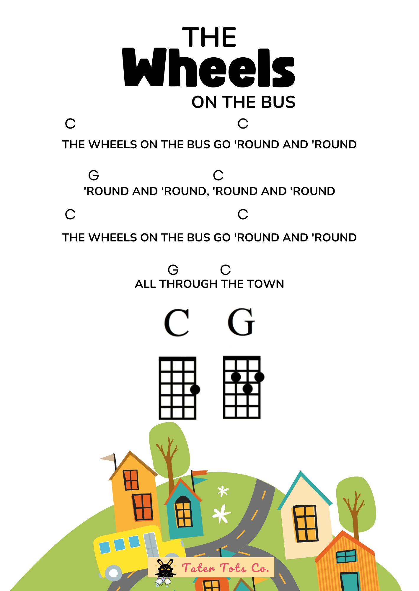 the wheels on the bus ukulele song free printable