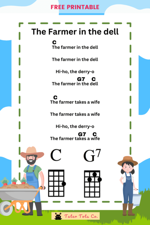 the farmer in the dell free ukulele nursery rhyme printable