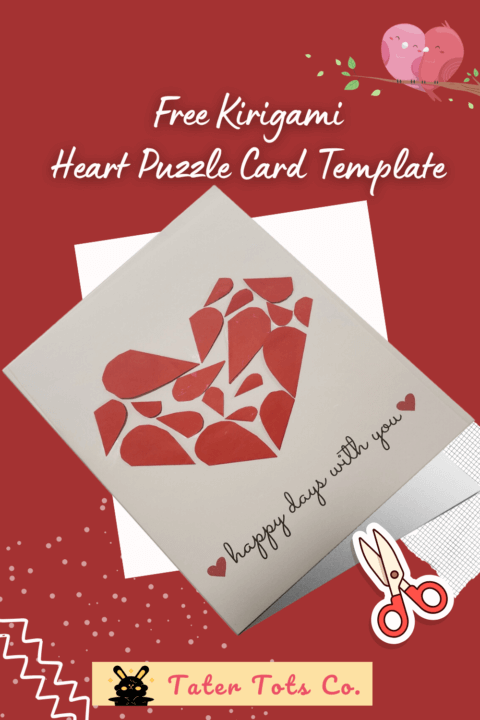 free kirigami heart card puzzle template for young kids