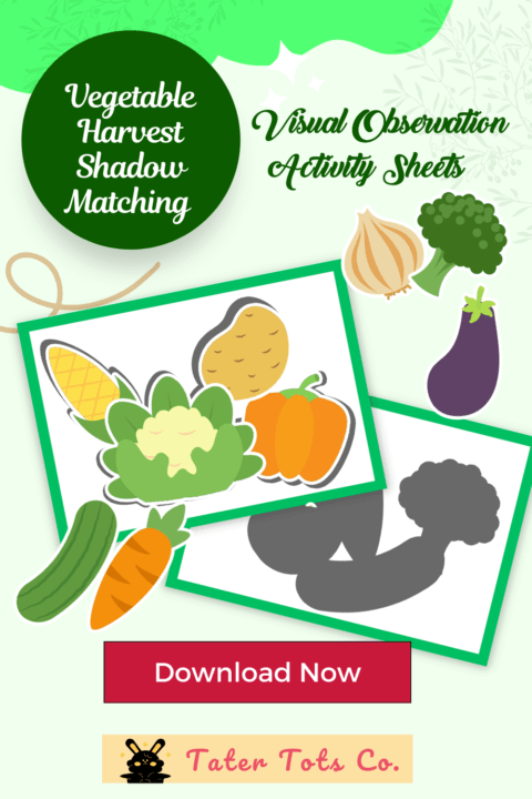 Vegetable Harvest Shadow Matching Puzzles Free Printable Learning Game