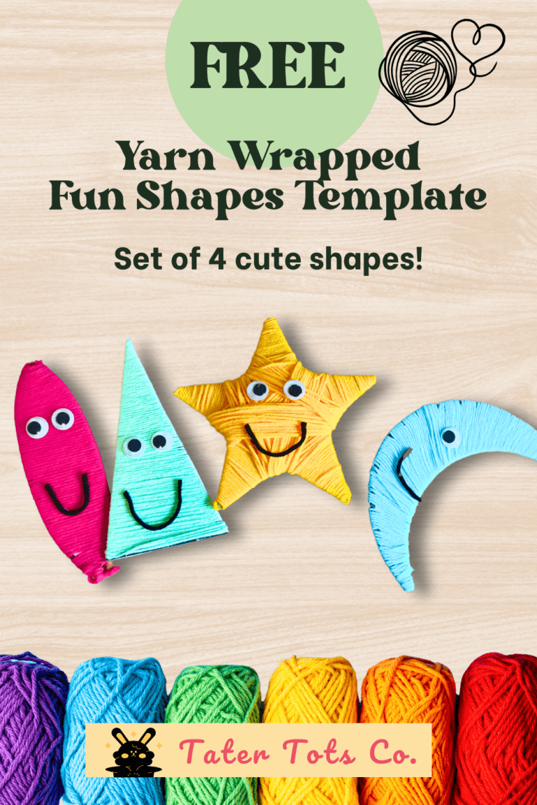 Winding Yarn Around Shapes: 4 Fun Yarn Crafts for Preschool and Early Elementary (Free Printable Template)