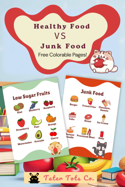Healthy Food vs Junk Food Free Coloring Pages for kids 001