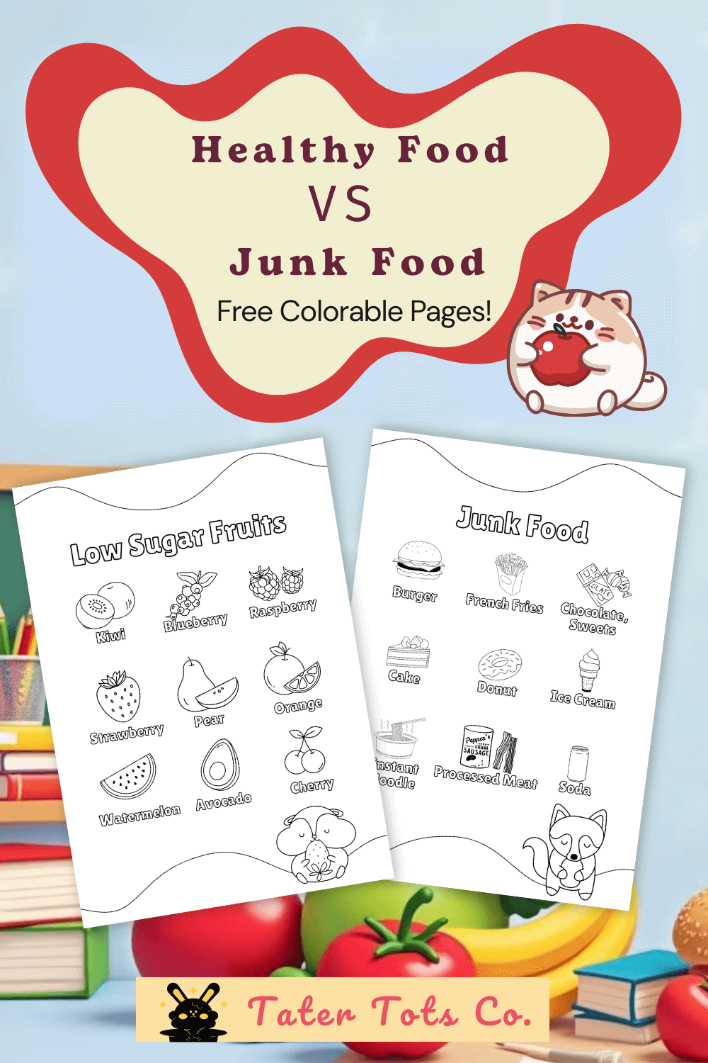 Healthy Food vs Junk Food Free Coloring Pages for kids 002